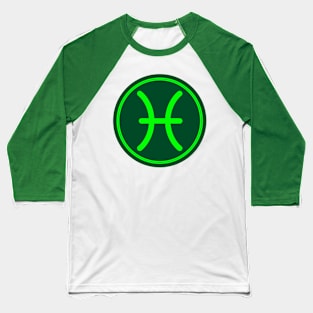 Cool Green Pisces Symbol Baseball T-Shirt